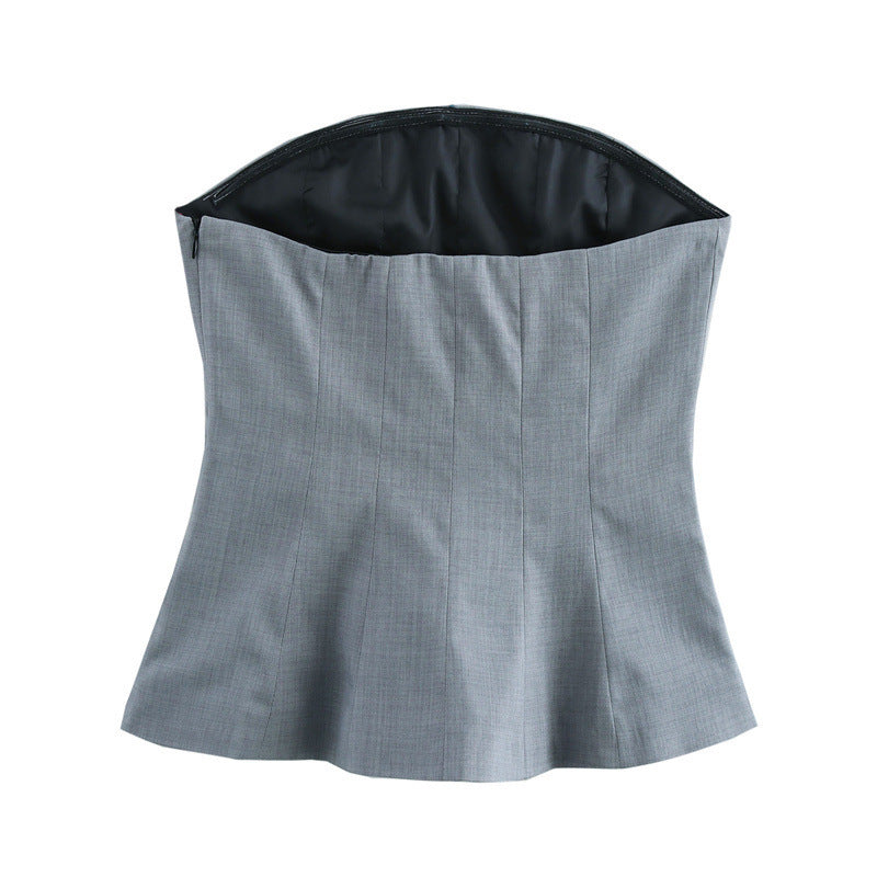 European And American Style Sleeveless Tube Top Temperament Sexy Gray Liner