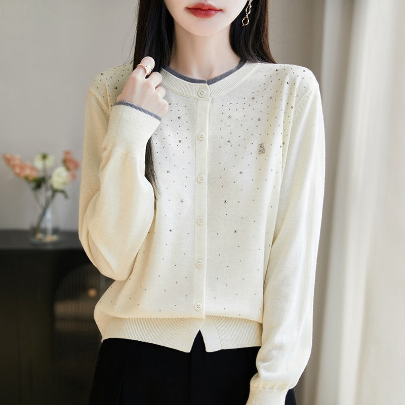 Cardigan Ours en Laine avec Strass