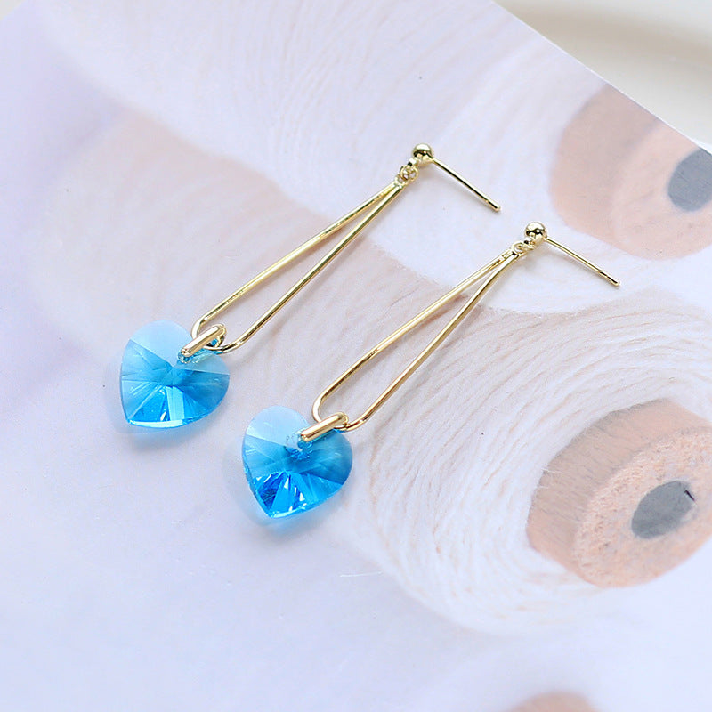 Transparent Crystal Love Long Fringe Earrings