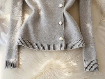Idle Style Super Nice Gray Large Lapel Women's Sweater
