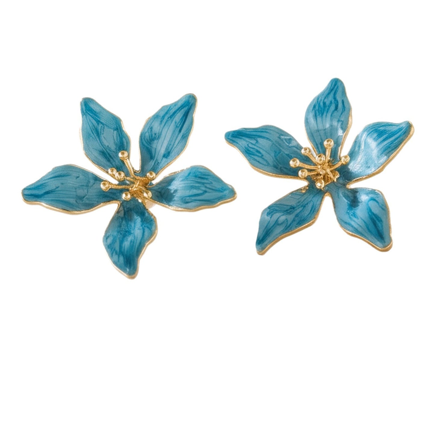 Sweet Temperament Oil-spot Glaze Flowers Ear Studs