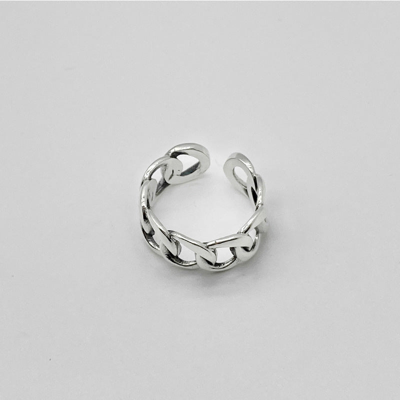 S925 Sterling Silver Ring For Men And Women Retro Hip Hop Thai Silver Simple Hollow