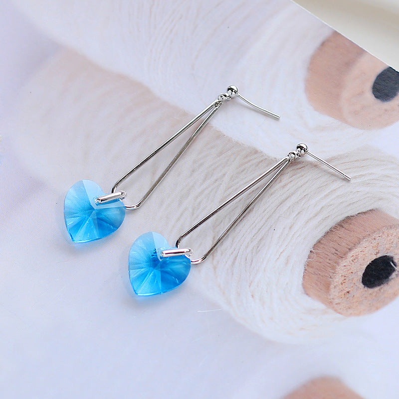 Transparent Crystal Love Long Fringe Earrings