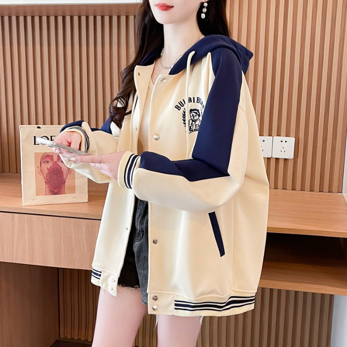 Sweat Style Harajuku – Broderie Cartoon & Couleurs Contrastées