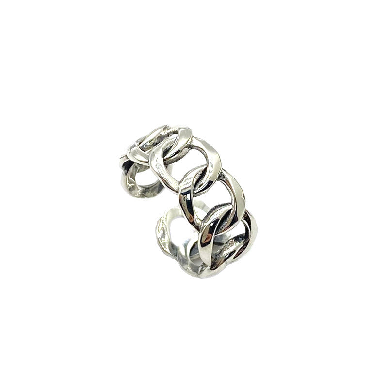 S925 Sterling Silver Ring For Men And Women Retro Hip Hop Thai Silver Simple Hollow