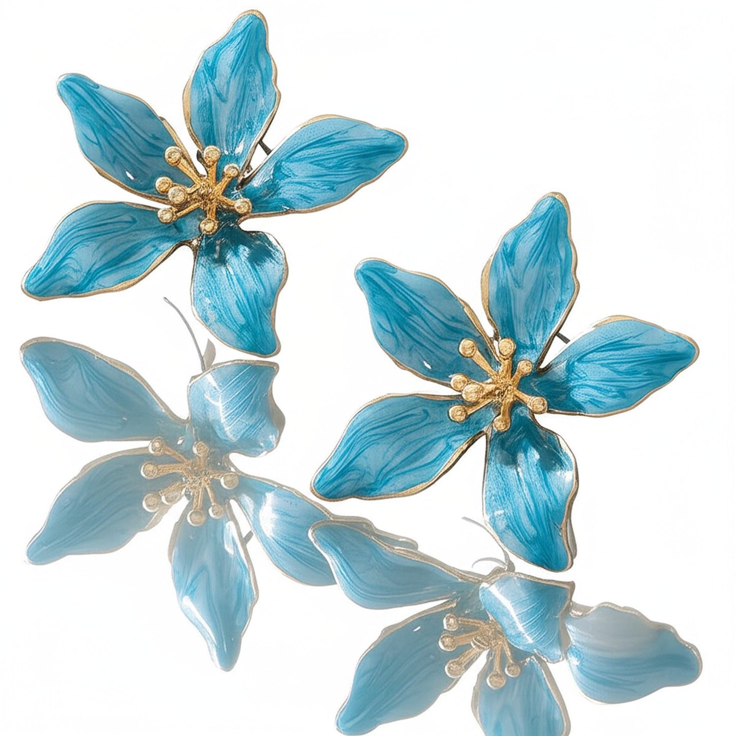 Sweet Temperament Oil-spot Glaze Flowers Ear Studs
