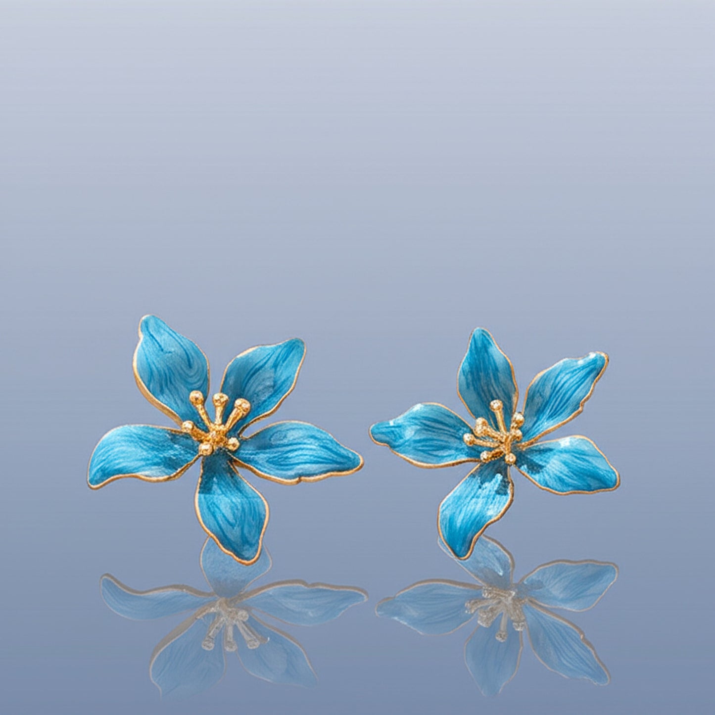 Sweet Temperament Oil-spot Glaze Flowers Ear Studs