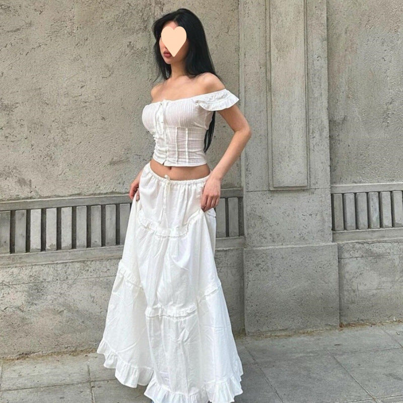 Western Style Slit Half-length Skirt Two-piece Women's Clothing