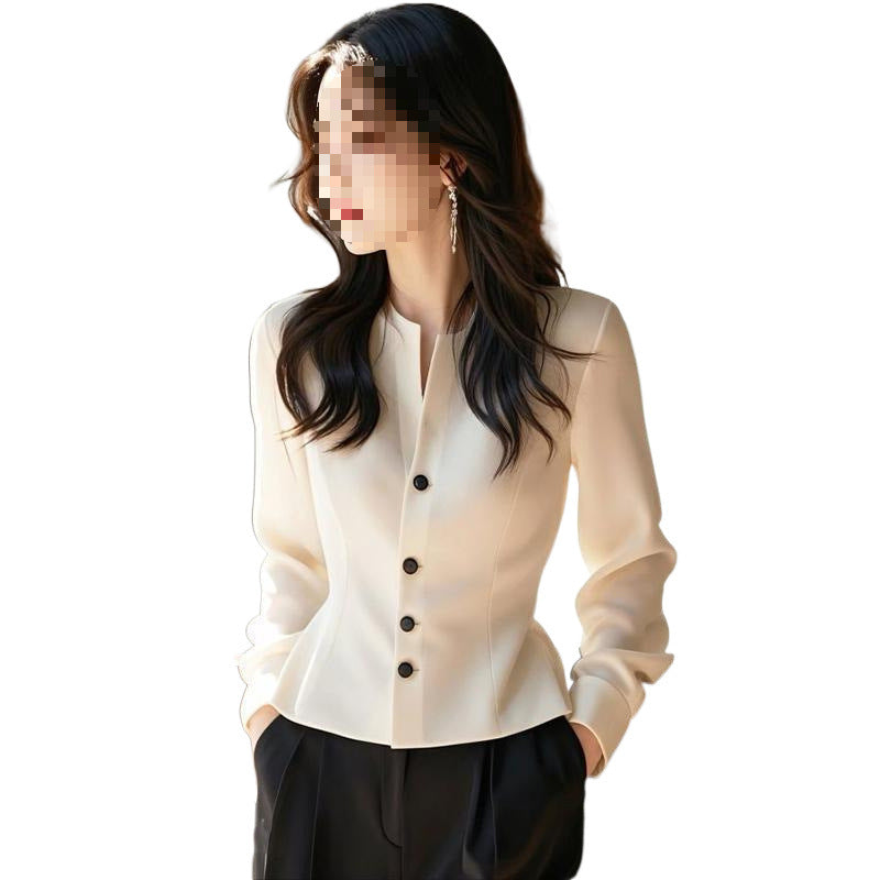 Blouse Chic "Élégance Urbaine" – Manches Longues, Tissu Fluide