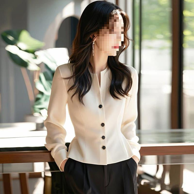 Blouse Chic "Élégance Urbaine" – Manches Longues, Tissu Fluide