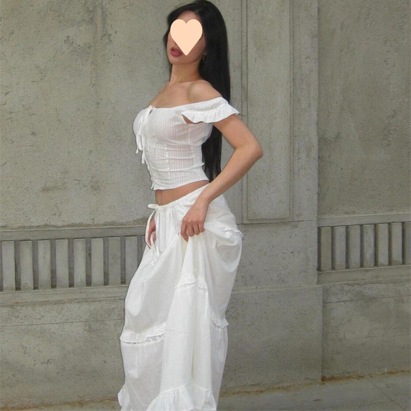 Western Style Slit Half-length Skirt Two-piece Women's Clothing