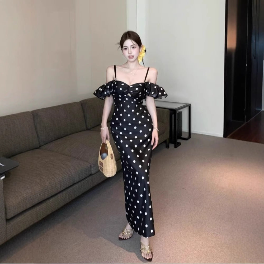 Robe Longue à Pois – Taille Haute