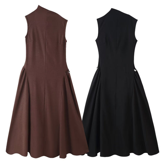 Sleeveless Elegant Midi Skirt Dress