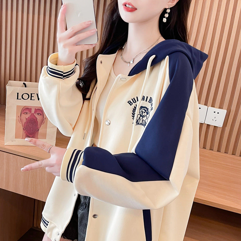 Sweat Style Harajuku – Broderie Cartoon & Couleurs Contrastées