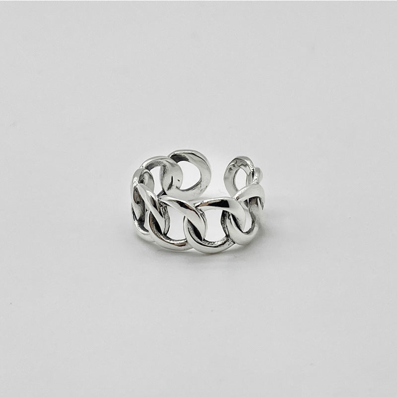 S925 Sterling Silver Ring For Men And Women Retro Hip Hop Thai Silver Simple Hollow