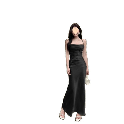 Robe bustier sexy en satin français pour femme