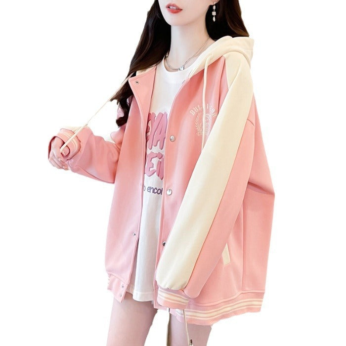 Sweat Style Harajuku – Broderie Cartoon & Couleurs Contrastées