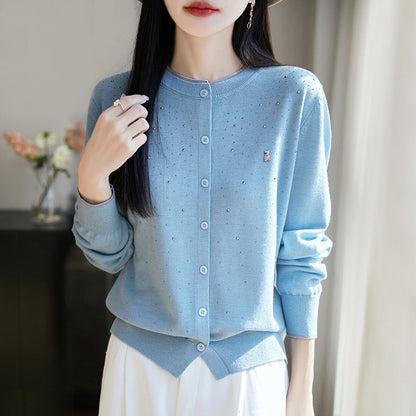 Cardigan Ours en Laine avec Strass