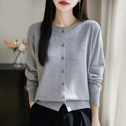 Cardigan Ours en Laine avec Strass