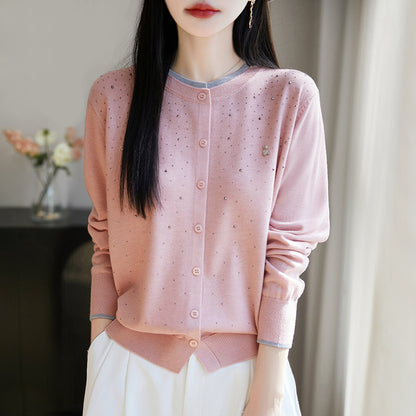 Cardigan Ours en Laine avec Strass