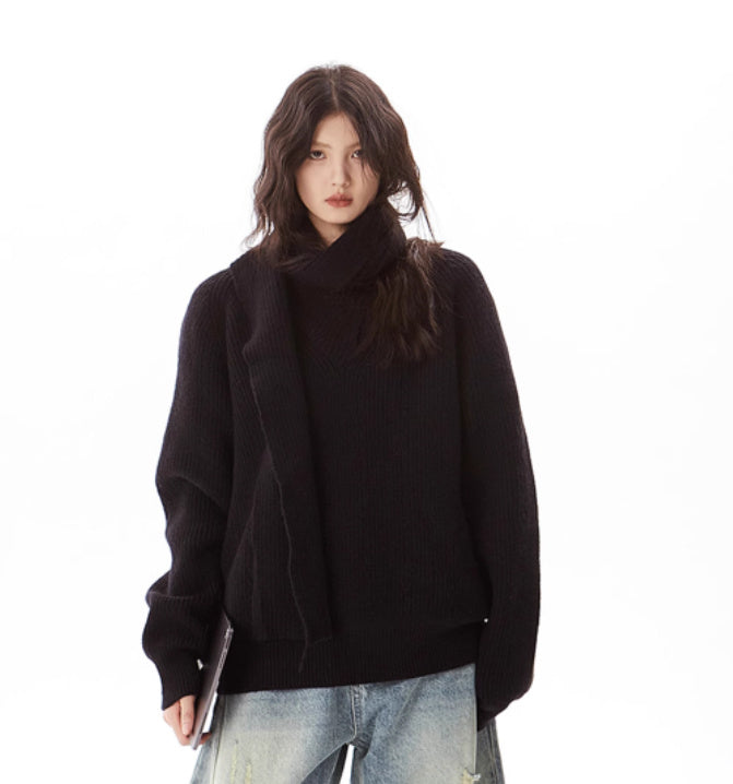 Gray Heavy Industry Women's Pullover Scarf Sweater