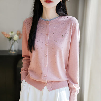 Cardigan Ours en Laine avec Strass