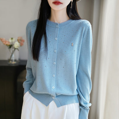 Cardigan Ours en Laine avec Strass