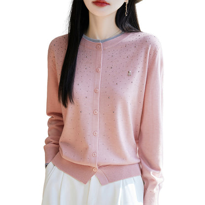 Cardigan Ours en Laine avec Strass