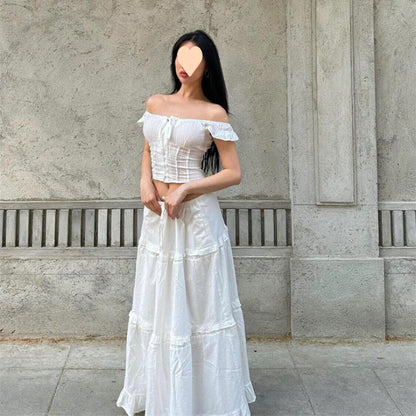 Ensemble deux pièces pour femme : jupe fendue mi-longue style western