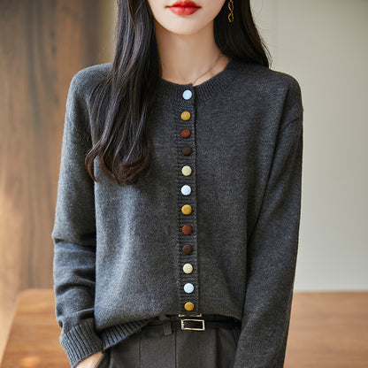 Gilet cardigan en maille pour femme avec boutons colorés