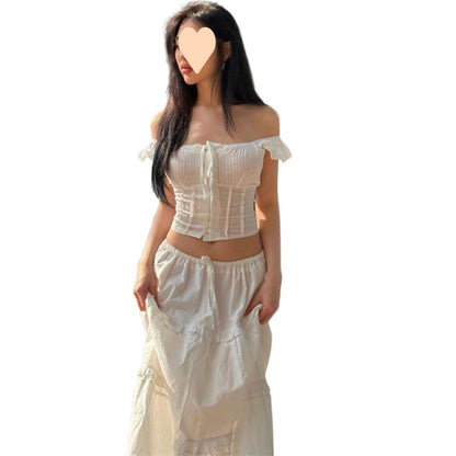 Ensemble deux pièces pour femme : jupe fendue mi-longue style western