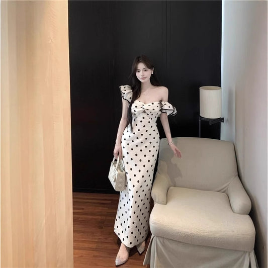 Robe Longue à Pois – Taille Haute