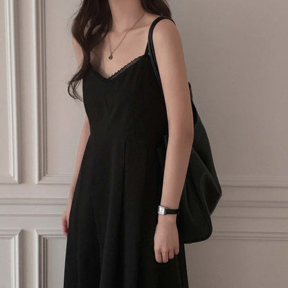 Robe à bretelles plissée sans manches pour femme