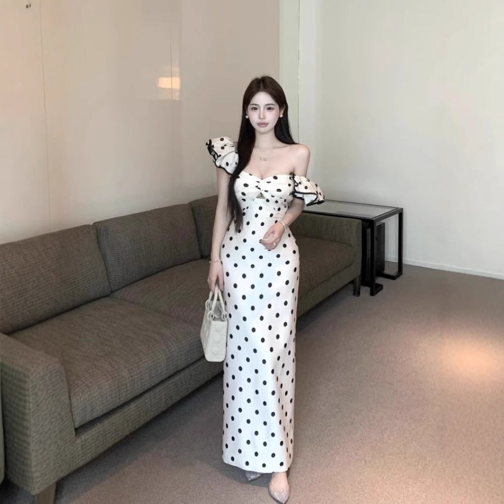 Robe Longue à Pois – Taille Haute