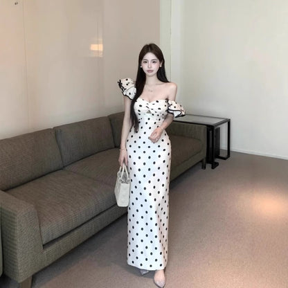 Robe Longue à Pois – Taille Haute 