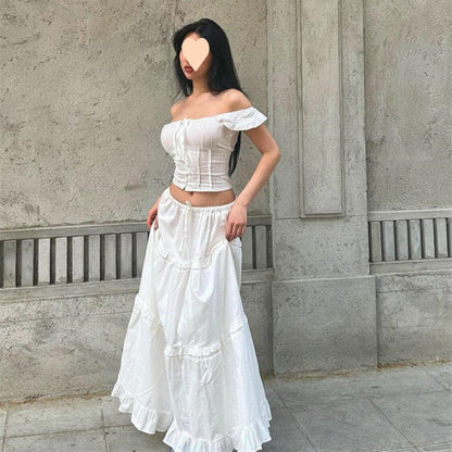 Ensemble deux pièces pour femme : jupe fendue mi-longue style western