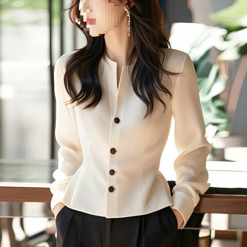 Blouse Chic "Élégance Urbaine" – Manches Longues, Tissu Fluide