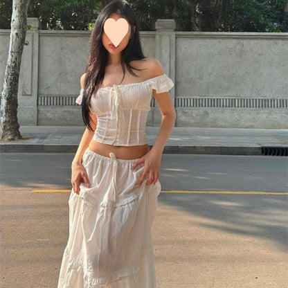 Ensemble deux pièces pour femme : jupe fendue mi-longue style western