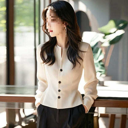 Blouse Chic "Élégance Urbaine" – Manches Longues, Tissu Fluide