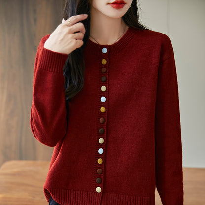 Gilet cardigan en maille pour femme avec boutons colorés