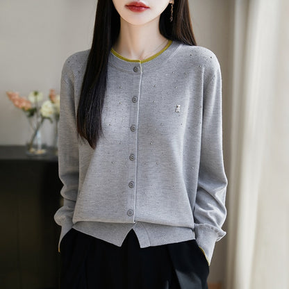 Cardigan Ours en Laine avec Strass